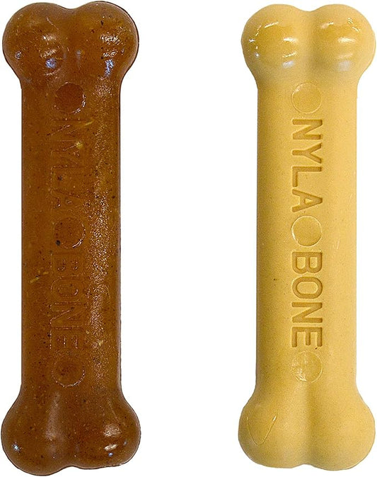Nylabone New Puppy Starter Kit, Puppy Teething Toys, Chew Bones for Puppies, Peanut Butter & Chicken Flavor, X-Small Dogs - Up to 15 lbs., 2 Pack
