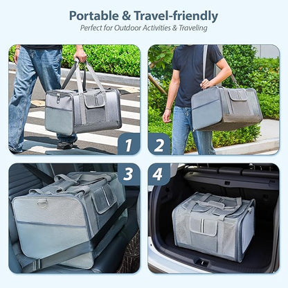 Cat Carrier for 2 Cats, Large Soft-Sided Pet Travel Carrier, Dual Compartments, Privacy Protection, Dog Carrier for Small/Medium Dogs, Home & Outdoor Use