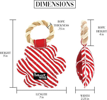 Pavilion - Happy Paw-Lidays - 9" Pawprint Puppy Dog Toy with Rope Handle K-9 Furry Companion Present
