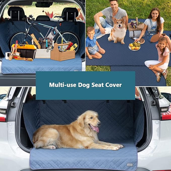 Petsfit SUV Cargo Liner for Dogs, Water-Resistant Scratchproof Dog Cover for Car with Side Flap, Durable Washable Dog Trunk Cover for SUV Against Dirt and Pet Hair, Large Size Universal Fit, Navy
