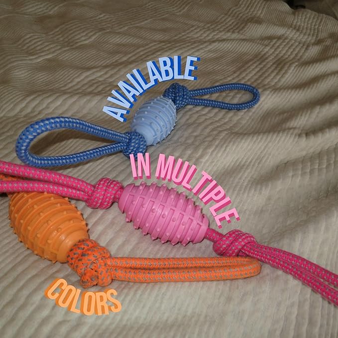 Doug's Dog Supplies Football Rope Toy, Tug of War Dog Toy - Dog Rope Toy for Medium to Large Dogs (Orange)