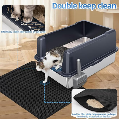 XXXL Extra Large Stainless Steel Litter Box, 28" L x 20" W x 14" H Super Large Stainless Steel Litter Box, Suitable for Large Cats and Multiple Cats, Non-Sticky, Anti-Leakage, Easy to Clean