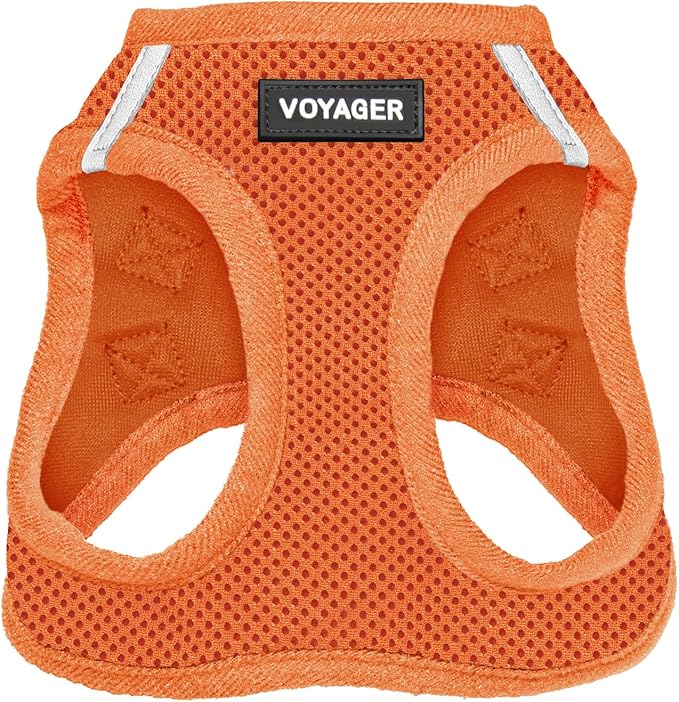 Best Pet Supplies Voyager Step-in Air Harness - All Weather Mesh, Reflective, No Pull Harness for Dogs, Cats - Secure with Hook & Loop Fastener, Buckle, Double D-Rings - Orange, L