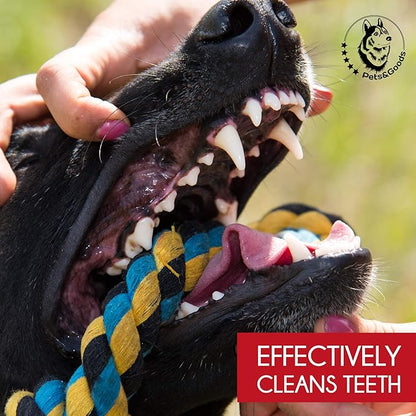 Pets&Goods Rope Chew Toys – 3-Pack Heavy-Duty Cotton Tug & Fetch Set for Large Dogs – Durable, Washable Rope Toys for Chewing & Dental Health