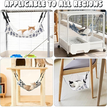 4 Pcs Cat Hammock for Cage Winter Cat Bed Hanging Reversible Hammock Warming Soft ferret Bed Catio Accessories Double Side 20In with Adjustable Straps and Metal Hooks for Kitten Ferret Small Animal