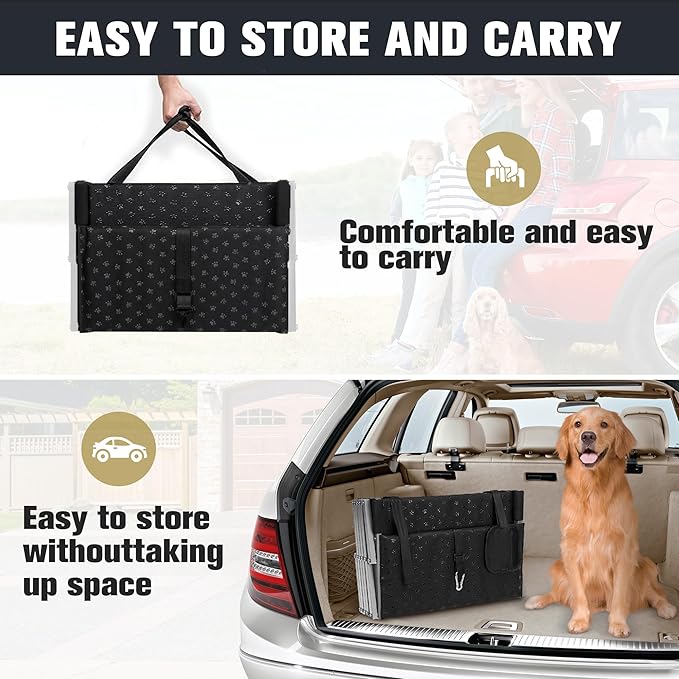 Extra Wide Stairs for Car - Foldable Dog Ramps for Large Dogs With Non-Slip Surface, Portable Steps for Cars, SUV, Truck, Support Up to 250 Lbs