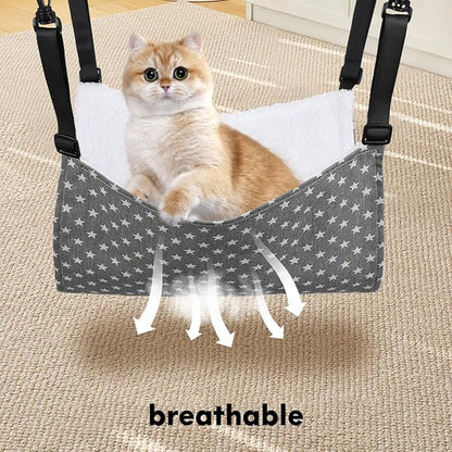 Sosoport 2Pcs Cat Hammock for Cage Hanging Reversible Pet Hammock for Cage Reversible Cat Hanging Bed Adjustable Straps & Plastics Hooks