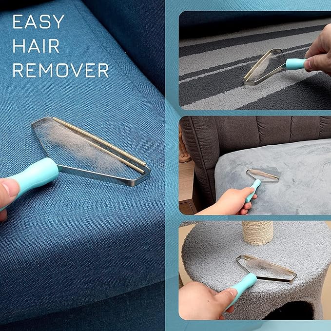 Pet Hair Removal Glove 4-in-1 Premium Dog Cat Hair Removal Glove & Brush Set Electrostatic Pet Hair Remover for Furniture Carpet Car Complete Grooming Bundle with Lint Remover Reusable Magic Brush