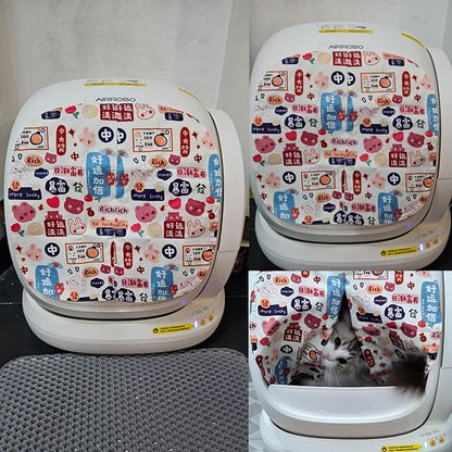 Curtain for Self Cleaning Cat Litter Box,Reduces Cat Litter Bounce, Stops Odors from The Litter Box Self Cleaning (Red)