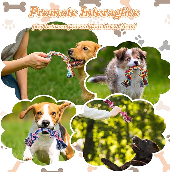48Pcs Dog Rope Toys Bulk Pack - Durable Cotton Chew Teething Toys for Aggressive Chewers, Small & Medium Dogs, Puppies, 7.1in Multi-Color Rope Toy