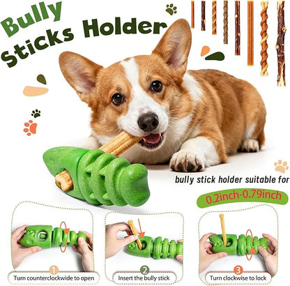 Bully Stick Holder for Aggressive Chewers,Bully Sticks Holder to Prevent Choking, Perfect for Medium Large Dogs,Fit 0.2-0.79IN Bully Sticks,Teething Toy to Prevent Bully Stick Waste