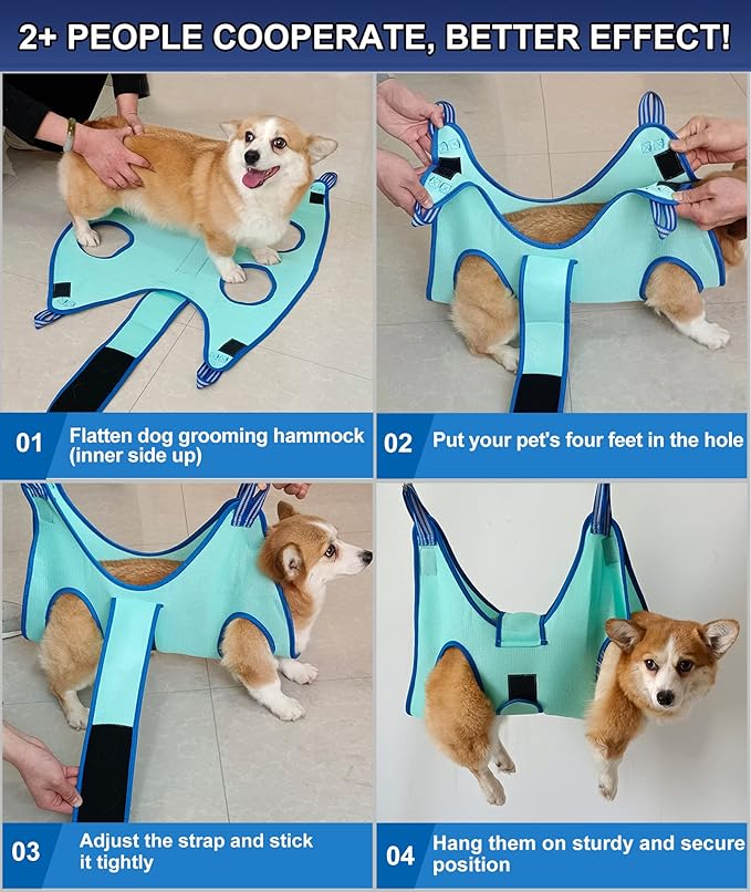 Dog Grooming Hammock, XXS Dog Hanging Harness Holder for Nail Clipping,Nail Trimming Hammock, Grooming Sling Hanger Restraint Bag with Wide Strap Sewed