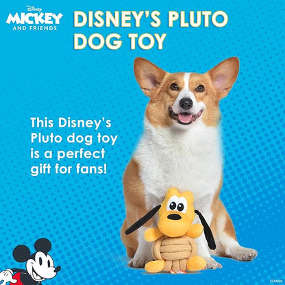 Disney for Pets Pluto Knotty Rope Pet Toy with Squeaker, 9 Inch | Squeaky Dog Toys for Pets | Rope Tug Toy for Dogs Inspired by Pluto of Mickey and Friends