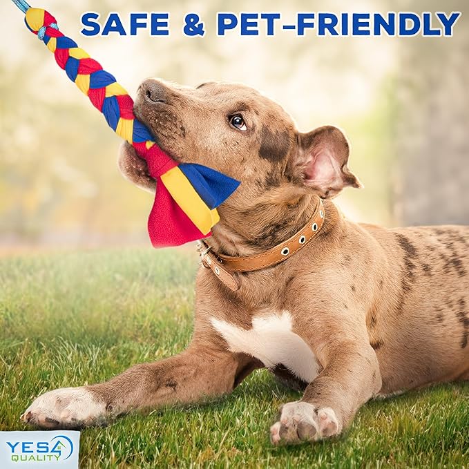 YES4QUALITY Flirt Pole for Dogs - Safe & Strong for Large Breeds with Nylon Cord - Spring Pole for Tug of War, Interactive Play & Puppy Training - Heavy Duty Teaser Wand for Outdoor Exercise