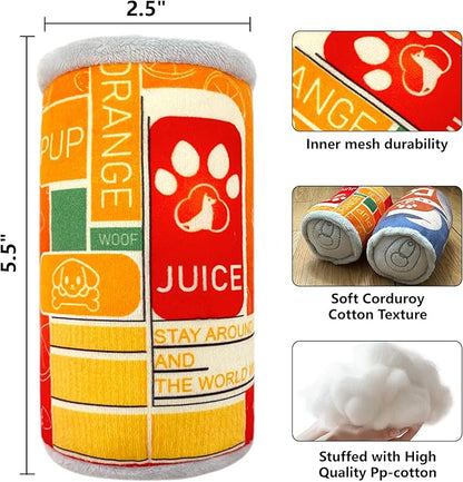 Squeaky Plush Dog Toys 2 Pack - Funny Beer Puppy Toys with Squeaker for Small Medium Large Dogs, Soft Stuffed Chew Toys for Birthday Gifts(Green&Orange)