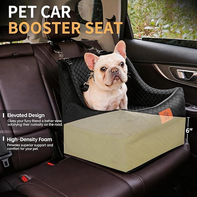 Dog Car Seat for Medium Dogs Up to 35lbs, Pet Booster Seat with 2 Safety Belts, Detachable Washable, Non-Slip Stable Base, Portable Puppy Car Seat for Travel & Outdoor Daily Use