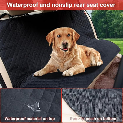 Kaiphy Waterproof Dog Car Seat Cover for Back Seat, Non-Slip & Universal Fit for SUV, Car, Truck with 4 Safety Belt Openings for Secure Travel
