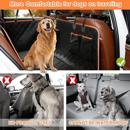 Full Coverage Car Seat Cover for Dogs, Waterproof Back Seat Protector, Car Seat Cover for Back Seat Medium Large Dogs, with Extended Pet Hammock