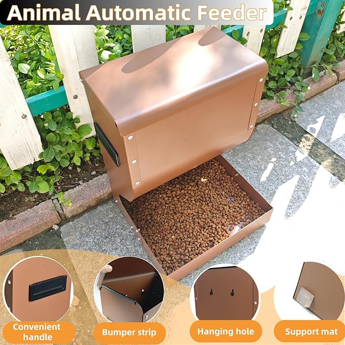Automatic Dog Feeder Large Breed, 15lb Indoor/Outdoor Gravity Feeder for Dogs, Hanging Self Feeding Dispenser for Medium and Large Dogs, Cats, and Chickens
