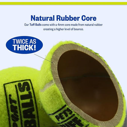 PetSport Tuff Ball - Medium Tennis Balls for Dogs, Chew Toy for Aggressive Chewers, Fetching, Natural Rubber, Certified Non-Toxic, Won't Wear Down Teeth - 2.5" (12 Pack)