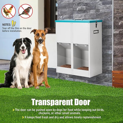 Gravity Automatic Dog Feeder for 2 Dogs - No Assembly Required, 46Lbs Capacity, Galvanized Metal Self Feeding Dog Food Dispenser, Double Pet Feeder for Outdoor and Indoor Use