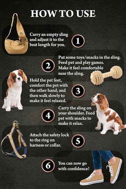 Noah & Paw Dog Sling Carrier for Small Dogs 3-10lb, Dog Sling for Small Dogs and Cats, Dog Carrier with Adjustable Padded Strap, Vegan Leather Lined with Fur, 3X Safety Features, Machine Washable