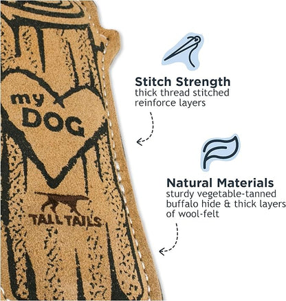 Tall Tails Dog Natural Leather Love My Dog Tree Log Fetch Toy for Dogs