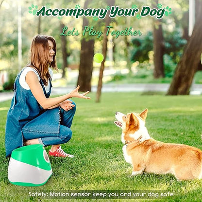SOCO Automatic Ball Launcher for Dogs, USB Rechargeable with 3 Distances (10/20/30 ft), Safety LED Indicator, Include 15 Tennis Balls, Indoor/Outdoor Fetch Toy for Small/Medium Dogs