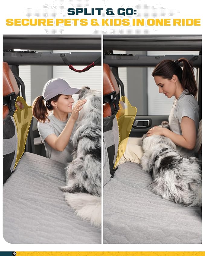 Trumgeta Medium Back Seat Extender for Dogs, Hard Bottom Platform for Cars, SUVs & Mid-Size Trucks, Waterproof – Rigid Back Seat Cover for Dogs