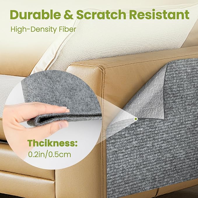 Cat Scratch Couch Furniture Protector, 78.7" x 15.8" Cat Scratcher Pad Deterrent from Cats Claws Scratching, DIY Sisal Carpet Cat Proof Couch Cover Replacement for Indoor Sofa, Wall, Door, Light Grey