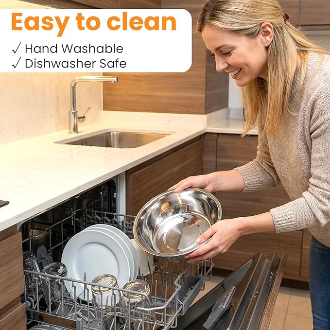 8 Pcs Large Stainless Steel Dog Bowls, 56Oz Metal Pet Food and Water Bowls, Dishwasher Safe and Easy to Clean, for Small Medium Large Dogs, Silver