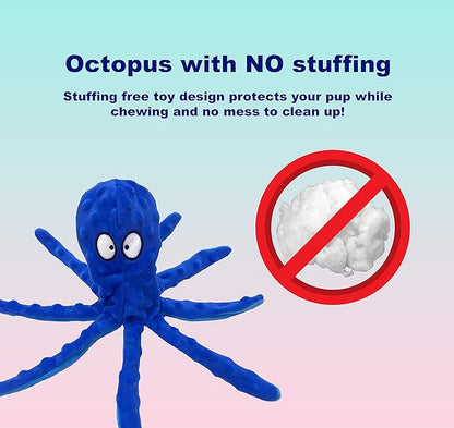 Squeaky Dog Toys for Small, Medium and Large Breeds - Tough, Durable and Soft Crinkle Plush Puppy Toys for Boredom (Octopus+Ducky) 2pack
