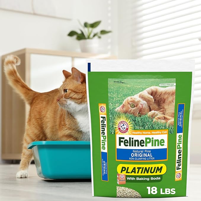 Feline Pine Platinum Non-Clumping Cat Litter, Feline Pine Cat Litter 17lb