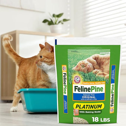 Feline Pine Platinum Non-Clumping Cat Litter, Feline Pine Cat Litter 17lb