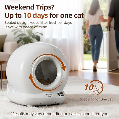 Self Cleaning Cat Litter Box, Automatic Cat Litter Box for Multiple Cats APP Controlled with Safety Sensors, 78L Large Capacity Odor Control Robot, Trash Bags Included