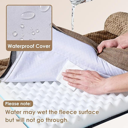 EHEYCIGA Memory Foam Dog Bed Large Size Dogs, Orthopedic Dog Bed Large with Washable Removable Cover, Waterproof Pet Sofa Couch with Nonskid Bottom, 36x27x6, Camel
