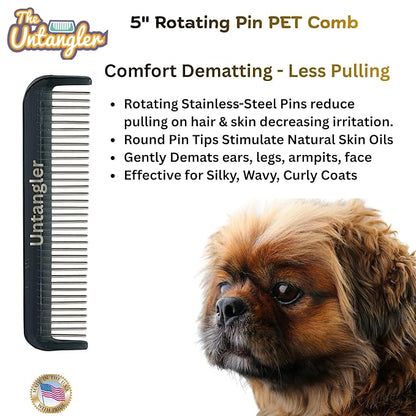 Pet Comb for easy mat removal (5", Smokey Black)