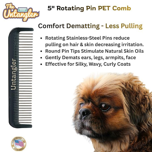Pet Comb for easy mat removal (5", Smokey Black)