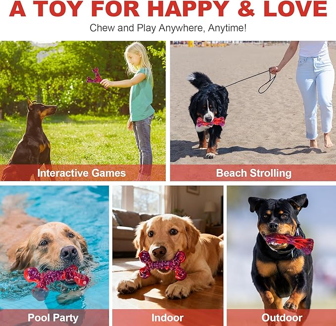 3-Pack Dog Chew Toys for Aggressive Chewers Medium & Large Breed (20-90 lbs), Indestructible Nylon Bones with Beef Flavor, Tough Dental Chews for Boredom & Anxiety, Long Lasting Doggy Gifts