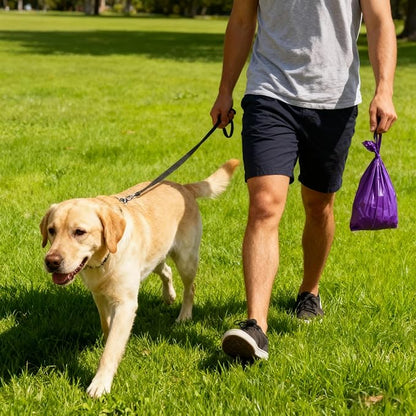 Purple T-Shirt Poop Bags with Easy-Tie Handles – Leak-Proof, Extra Thick Waste Bags for Small Dogs & Cats,3 Rolls (45 Count)
