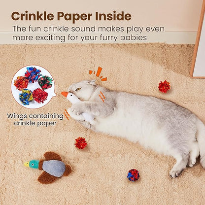 Potaroma Birds Cat Toys, 2 Pack Catnip Toys Soft Durable, Crinkle Sound Kicker Toys for Interactive Indoor Kitten Exercise 6.5 Inches for All Breeds