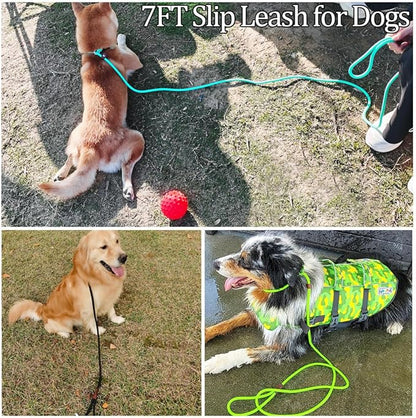 MayPaw Slip Lead Control Leash for Dogs No Pull, 13+ Colors Classic Dog Lead 7FT Pet Slip Leash, 1/4” Rope Leashes for Small Medium Animals Purple