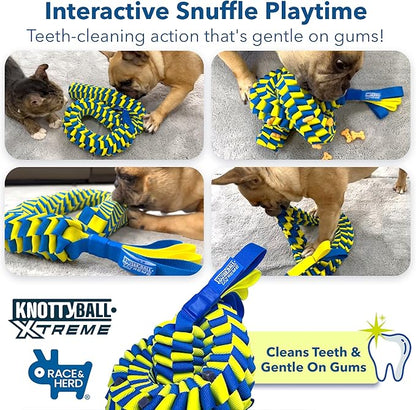 Race&Herd KnottyBall Xtreme Snuffle Ball for Dogs - Interactive Dog Puzzle Toy for Smart Dogs, Treat Puzzle Toys for Dogs Enrichment, Dog Snuffle Toy Ball Treat Dispensing Smart Dog Toys