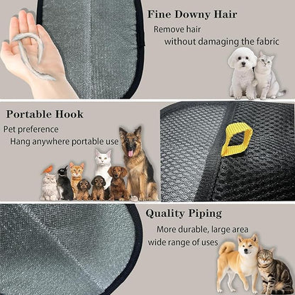 Pet Hair Remover Glove (2-Pack)-Reusable Dog & Cat Fur Remover Mitt for Furniture, Couch, Clothes, Bedding & Car Interior-High-Efficiency Lint Brush with Breathable Mesh, 7" x 9.5"