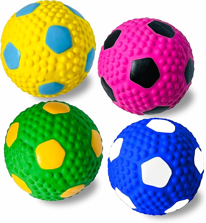 Squeaky Dog Toys for Medium Dogs 4pcs, 2.6 Inch Latex Squeak Dog Balls - Soft Bouncy Fetch & Chew Toys for Medium and Large Breeds Like Beagle, Border Collie, Samoyed, Husky, Labrador
