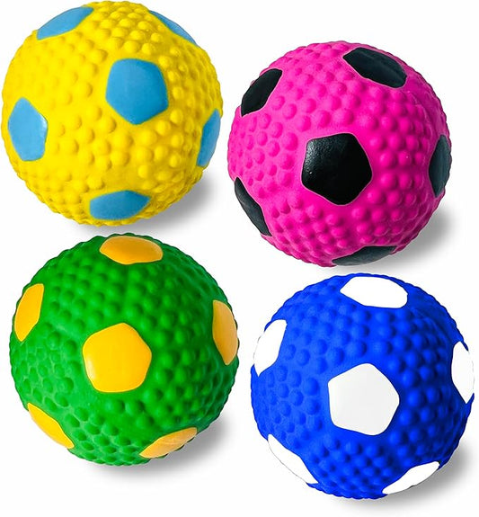 Squeaky Dog Toys for Medium Dogs 4pcs, 2.6 Inch Latex Squeak Dog Balls - Soft Bouncy Fetch & Chew Toys for Medium and Large Breeds Like Beagle, Border Collie, Samoyed, Husky, Labrador