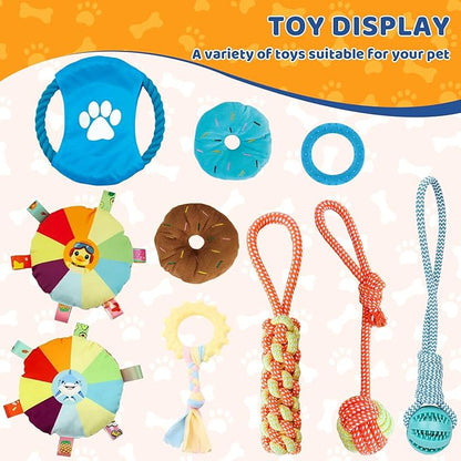 Large Puppy Play Gym & 10 Hanging Toys Indoor Play Gym Interactive Dog Toys for Boredom Enrichment Activity for Small Dog Teething PVC Frame Stretchy Rope with Velcro (Blue,33.5 x 28.5 x 19.6 inch)