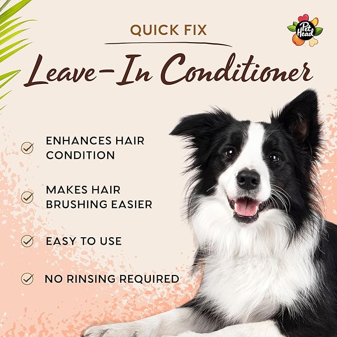 Pet Head Quick Fix Leave-in Conditioner Spray for Dogs | Peach Scent | Repairs, Detangles and Softens Fur | Detangling Spray | for Grooming Wet or Dry Dog Coats | No Rinsing Required | 10.1 fl oz.