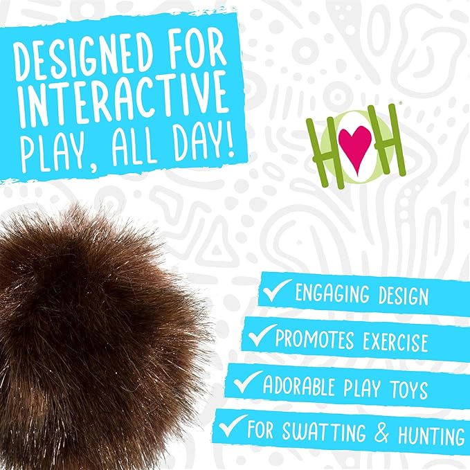 HuggleKats Cat Toys - Kitten Toys for Bored Indoor Cats, Perfect for Moving, Exercise, Biting & Chewing - Fur Ballies (3 Pack)