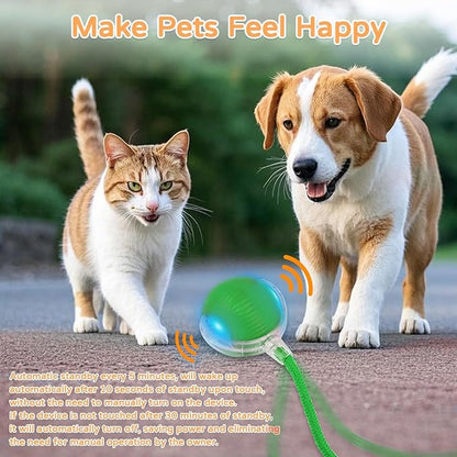 2025 New 1Pack Cat Ball Kitten Toys for Indoor Interactive Kitty Ball Toy Speedy Tail 360° Automatic Rolling for Dog, Cat(Green)